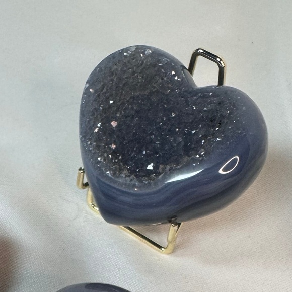 Druzy Blue Agate Hearts - Picture 3 of 4